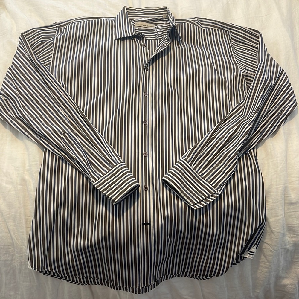 Equilibrio luxury extra fine 2 ply cotton long sleeve button down shirt